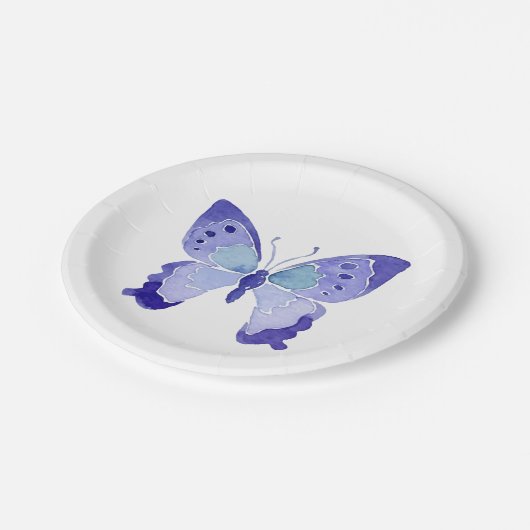 Blauer Schmetterling Pappteller (Schrägansicht)