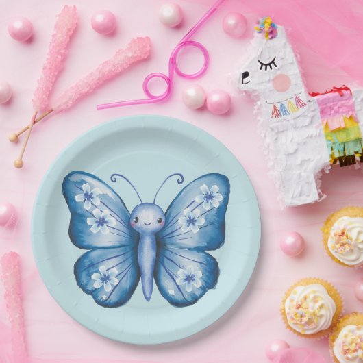 Blauer Schmetterling Pappteller (Party)