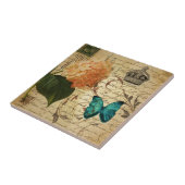 blauer Schmetterling Paris scripts französisches Fliese (Seite)