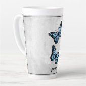 Blauer Schmetterling Personalisiert Latte Tasse (Linke Ecke)