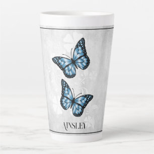 Blauer Schmetterling Personalisiert Latte Tasse