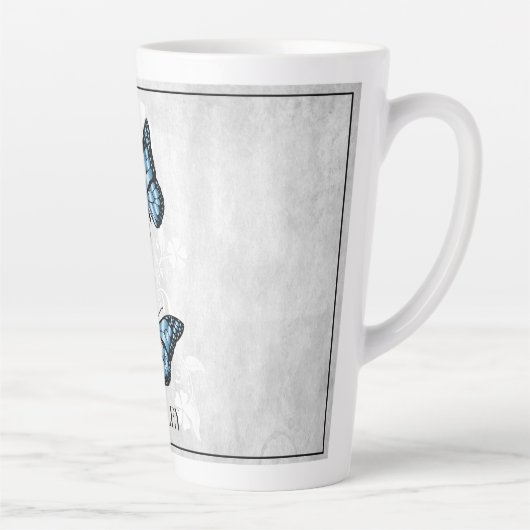 Blauer Schmetterling Personalisiert Latte Tasse (Rechts)