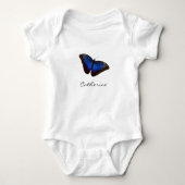 Blauer Schmetterling Personalisiert mit Name Baby Strampler (Vorderseite)