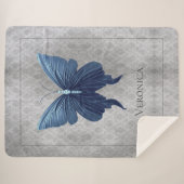 Blauer Schmetterling Personalisiert Sherpadecke (Vorderseite (Horizontal))