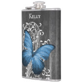 Blauer Schmetterling Personalisierter Kolben Flachmann (Links)