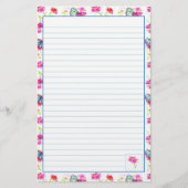 Blauer Schmetterling Pink Aquarellfarben Blume Lin Briefpapier (Vorderseite)