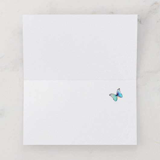 Blauer Schmetterling Platzkarte (Innenseite Aufgefaltet)