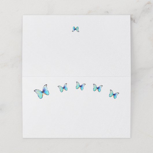Blauer Schmetterling Platzkarte (Außenseite Aufgefaltet)