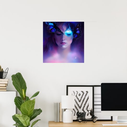 Blauer Schmetterling Poster (Heimbüro)