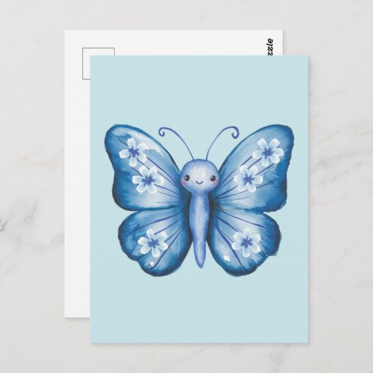 Blauer Schmetterling Postkarte (Vorne/Hinten)