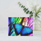 Blauer Schmetterling Postkarte (Stehend Vorderseite)