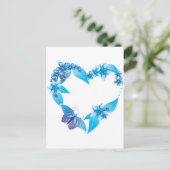 Blauer Schmetterling Postkarte (Stehend Vorderseite)