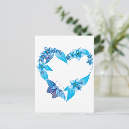 Blauer Schmetterling Postkarte (Stehend Vorderseite)