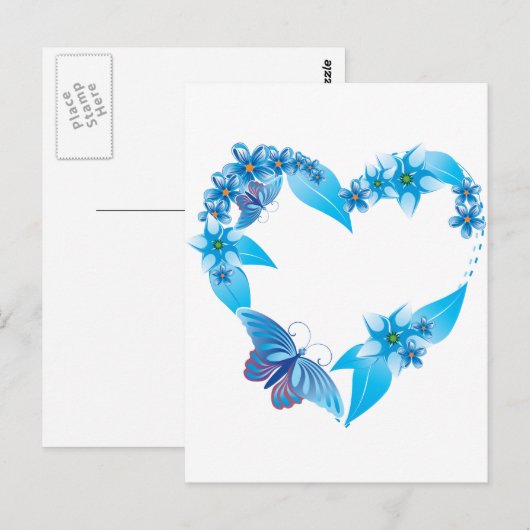 Blauer Schmetterling Postkarte (Vorne/Hinten)