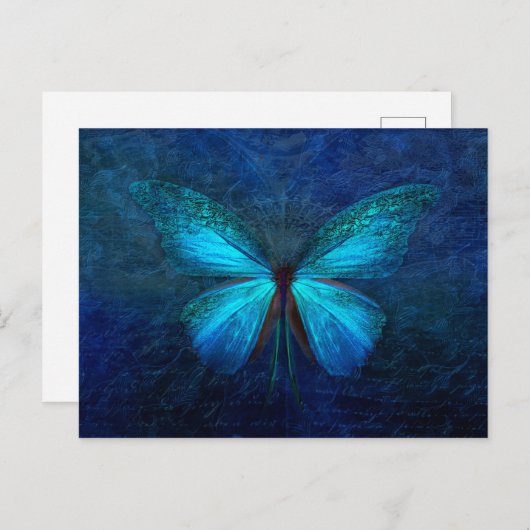 Blauer Schmetterling Postkarte (Vorne/Hinten)