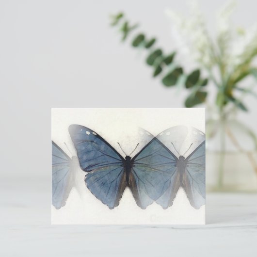 Blauer Schmetterling Postkarte (Stehend Vorderseite)