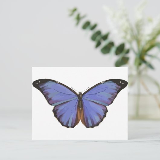 Blauer Schmetterling Postkarte (Stehend Vorderseite)