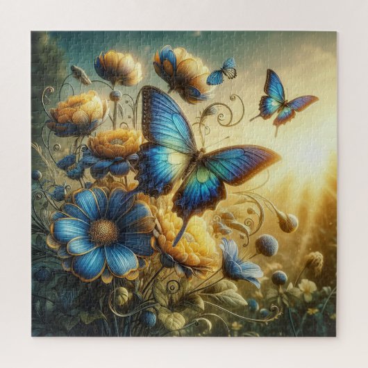 Blauer Schmetterling Puzzle (Vertikal)