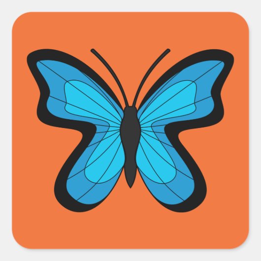 Blauer Schmetterling Quadratischer Aufkleber (Vorderseite)