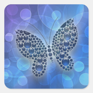 Blauer Schmetterling Quadratischer Aufkleber