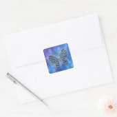 Blauer Schmetterling Quadratischer Aufkleber (Umschlag)