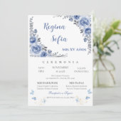 Blauer Schmetterling Quinceanera Einladung (Stehend Vorderseite)