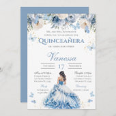 Blauer Schmetterling Quinceanera Einladung (Vorne/Hinten)