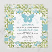 Blauer Schmetterling Quinceanera Einladungen Foto (Vorne/Hinten)