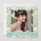 Blauer Schmetterling Quinceanera Einladungen Foto (Rückseite)