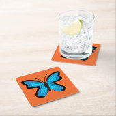 Blauer Schmetterling Rechteckiger Pappuntersetzer (Vor Ort)