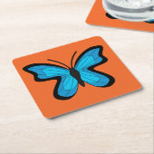 Blauer Schmetterling Rechteckiger Pappuntersetzer (angewinkelt)