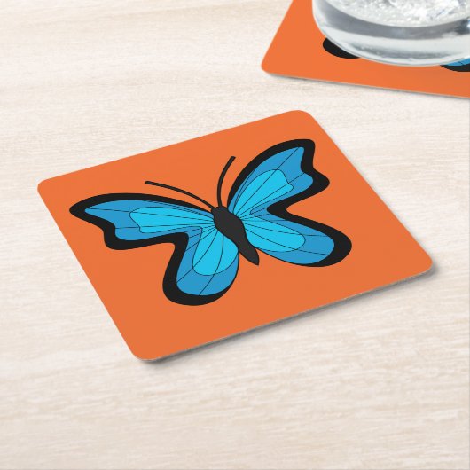 Blauer Schmetterling Rechteckiger Pappuntersetzer (angewinkelt)