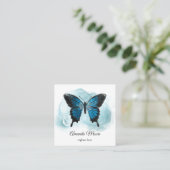 Blauer Schmetterling-Rettungsschwimmer Tinte rauch Quadratische Visitenkarte (Stehend Vorderseite)