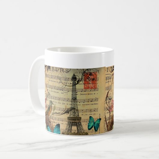 Blauer Schmetterling Robin-Vogelnest Kaffeetasse (Vorderseite Links)