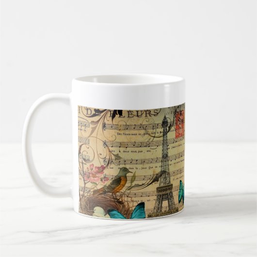 Blauer Schmetterling Robin-Vogelnest Kaffeetasse (Links)