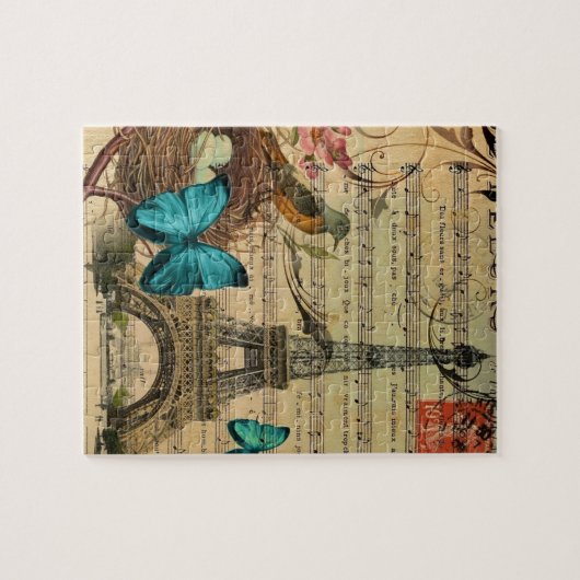 Blauer Schmetterling Robin-Vogelnest Puzzle (Horizontal)