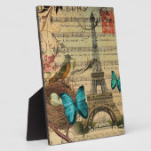 Blauer Schmetterling Robin Voice nest Paris Eiffel Fotoplatte (Seite)