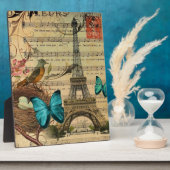 Blauer Schmetterling Robin Voice nest Paris Eiffel Fotoplatte (Seite)