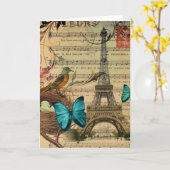 Blauer Schmetterling Robin Voice nest Paris Eiffel Karte (Gelbe Blume)