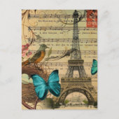 Blauer Schmetterling Robin Voice nest Paris Eiffel Postkarte (Vorderseite)