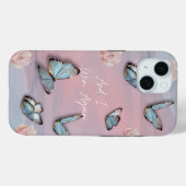 Blauer Schmetterling, rosa rosa motivierend Telefo Case-Mate iPhone Hülle (Rückseite (Horizontal))