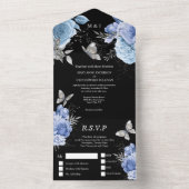 Blauer Schmetterling Rose Blütenchor All In One Einladung (Innen)