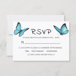 Blauer Schmetterling RSVP Karte