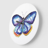 Blauer Schmetterling Runde (große Wandklemme) Große Wanduhr (Winkel)