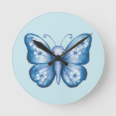 Blauer Schmetterling Runde Wanduhr (Vorderseite)