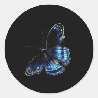 Blauer Schmetterling Runder Aufkleber