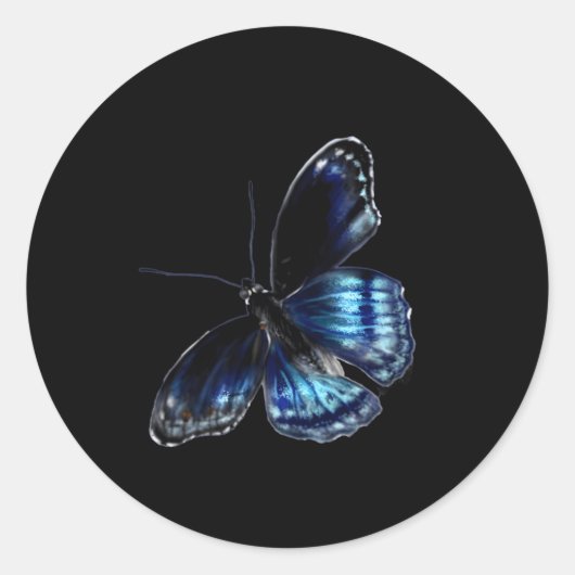 Blauer Schmetterling Runder Aufkleber (Vorderseite)