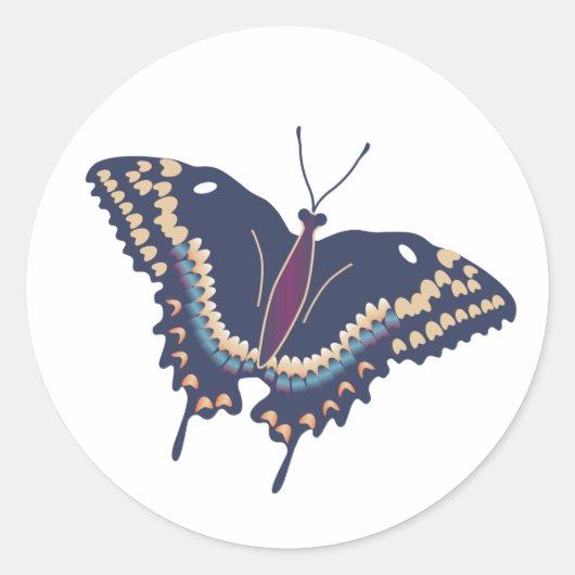 Blauer Schmetterling Runder Aufkleber (Vorderseite)