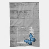 Blauer Schmetterling Rustikal Geschirrtuch (Vertikal)