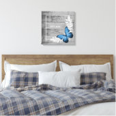 Blauer Schmetterling Rustikal Leinwanddruck (Insitu (Schlafzimmer))
